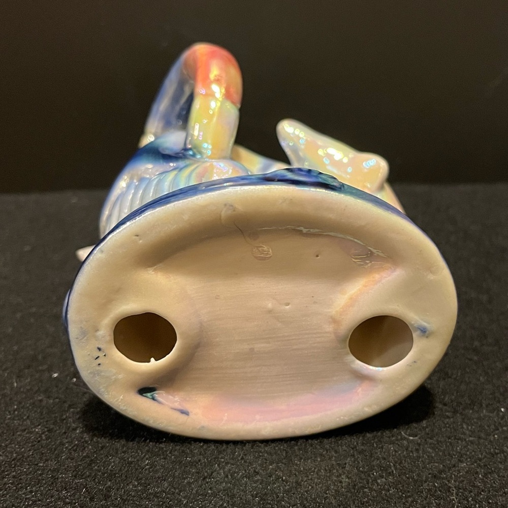 Vintage Dolphins Swimming Through Hoop Iridescent Rainbow Lusterware Figurine - Picture 7 of 12